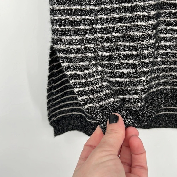 Pure Amici Sweater Womens XS Black Gray Striped Knit Cashmere Linen Pullover - Picture 2 of 8